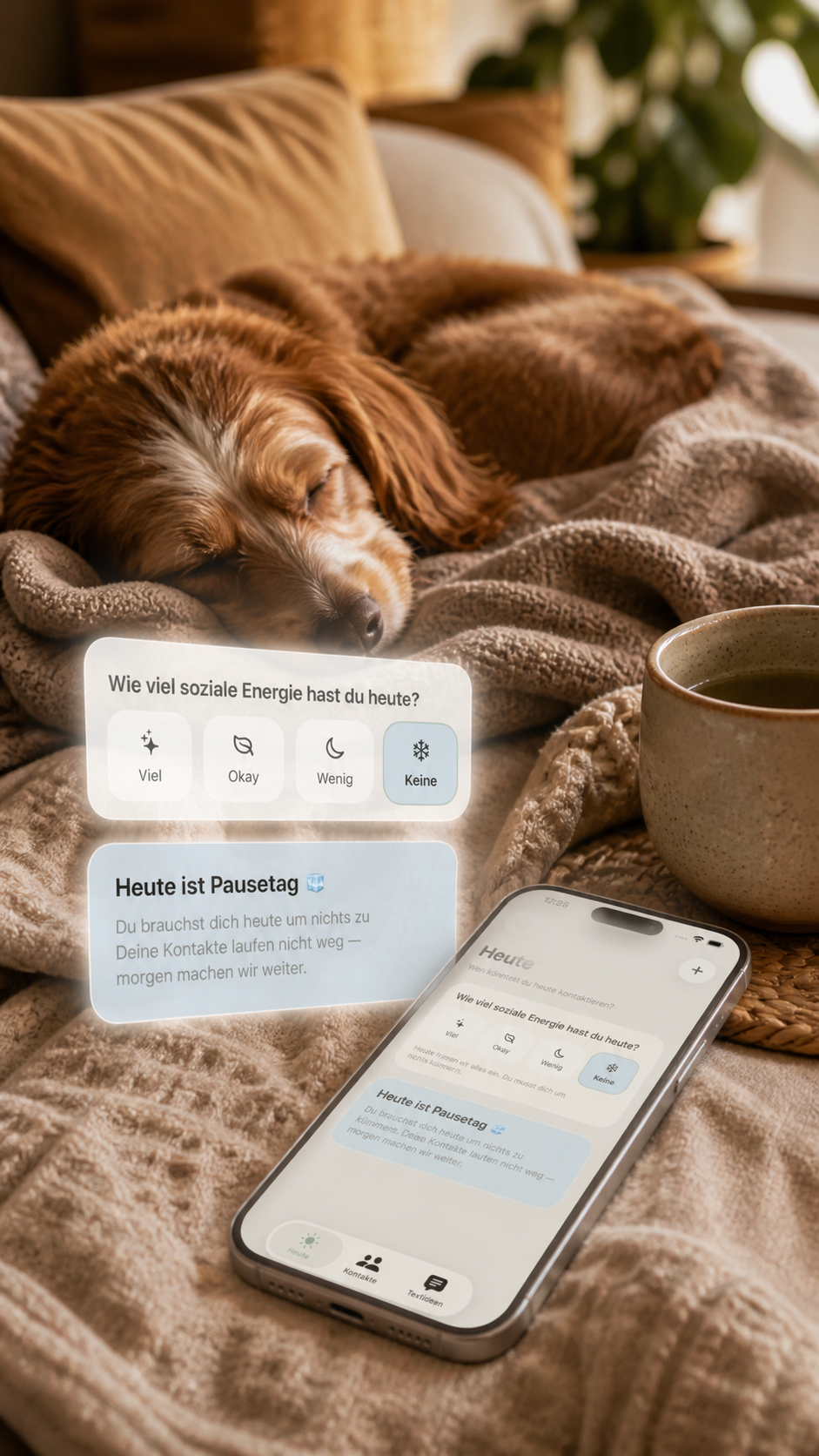 Schlafender Hund als Symbol für den Pausetag